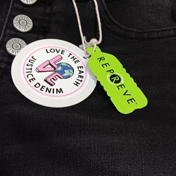 Justice Brand Fashion Jeans Size 10 Girls Washed Black Fringe Hem NWT - Picture 7 of 9